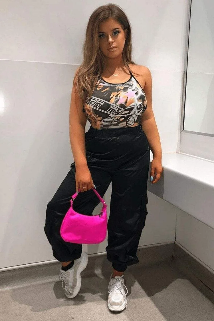 Black Oversized Utility Shell Suit Joggers Katch Me