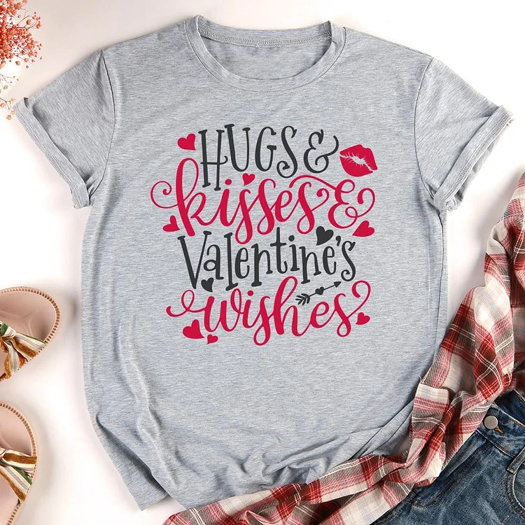 Hugs And Kisses Valentine T-shirt Tee -011482-Annaletters