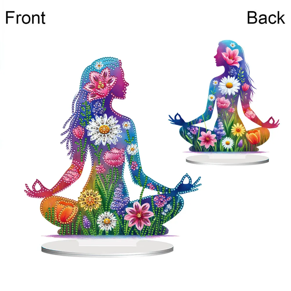 5D DIY Acrylic Special Shape Sitting Yoga Woman Diamond Painting Desktop Ornaments