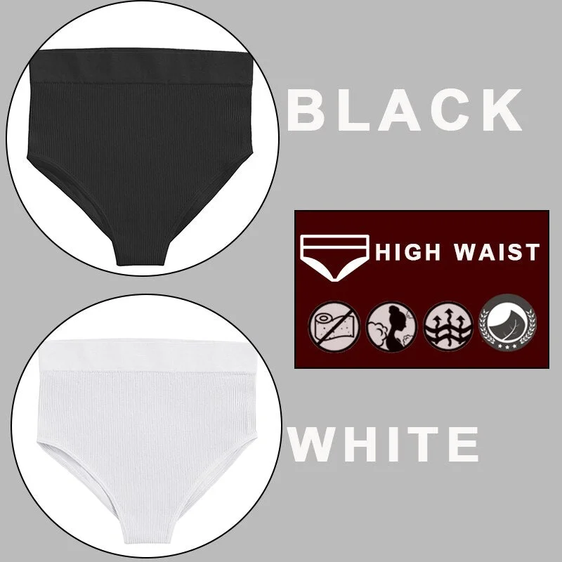 FINETOO 2PCS/Set Sexy Women Panties Underwear 10 Solid Colors Underpants For Girls High Waist Bodyshaper Briefs Seamless Pantys