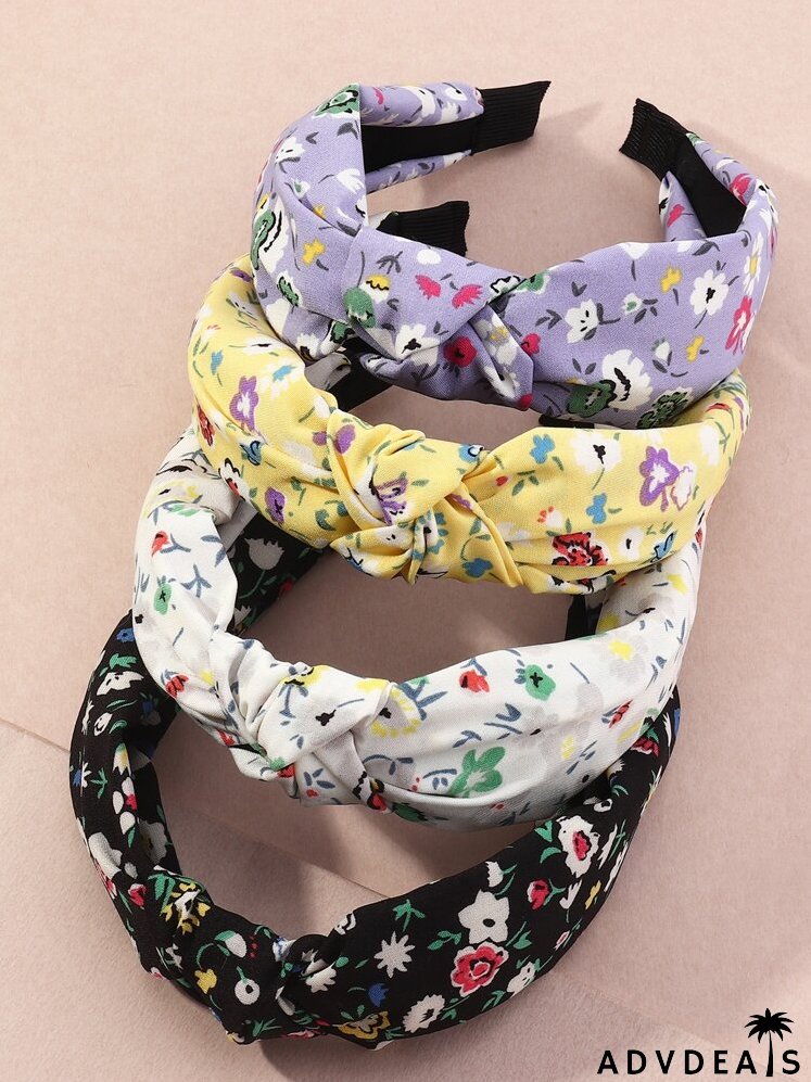 4pcs Ditsy Floral Pattern Hair Hoop