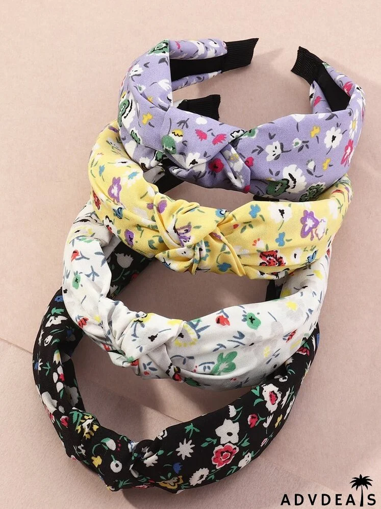 4pcs Ditsy Floral Pattern Hair Hoop