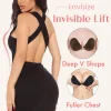 Adhesive Push Up Bra for Women, Sticky Backless Strapless with Nipple Covers, Reusable