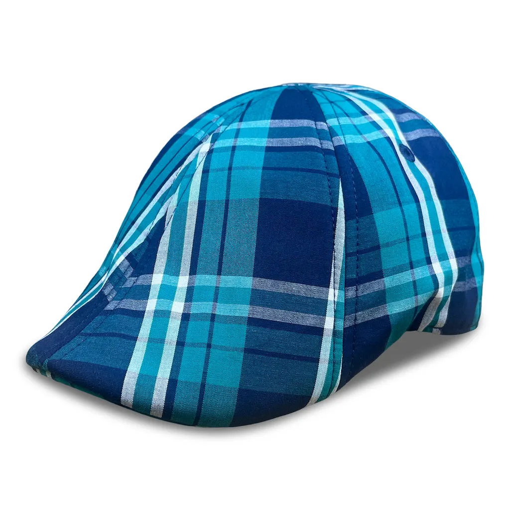 Hatsfashion-The Sweetwater Plaid Trainer   Cap - Tealwater