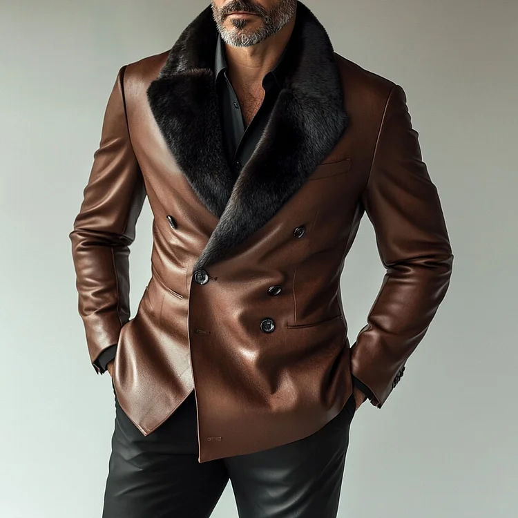 Men's Leather Elegant Suit Jacket-inspireuse