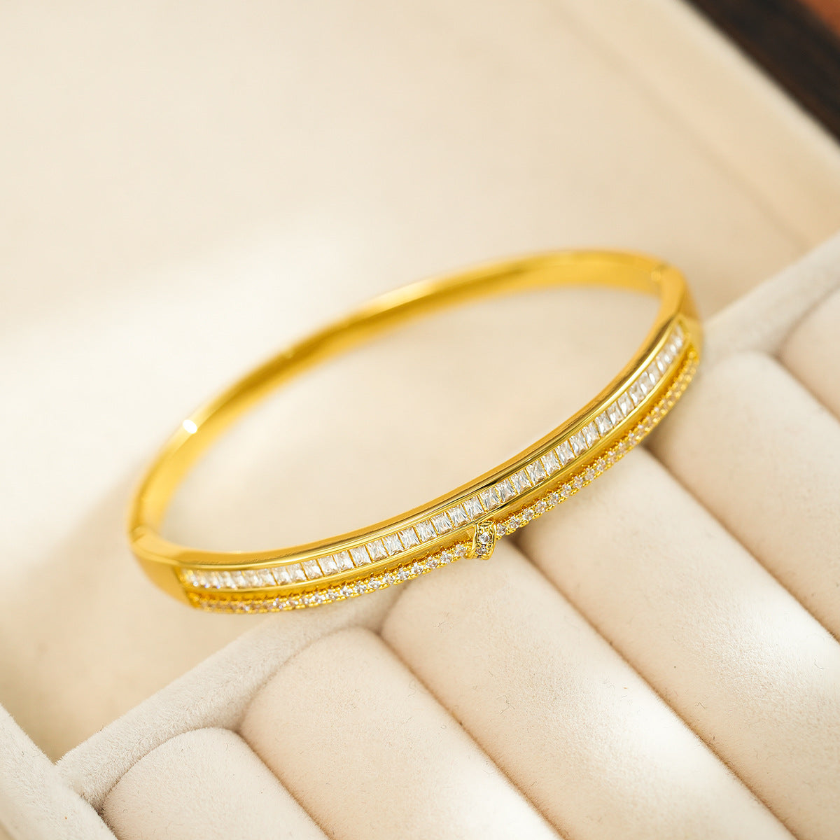 Zircon Cross Adjustable Open Bracelet Niche Bracelet Fashionable All-Match Hand Jewelry