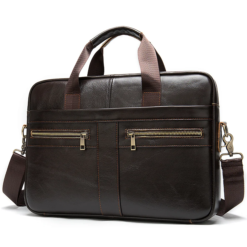 Men's genuine leather men's business bag 14 inch computer bag portable shoulder bag