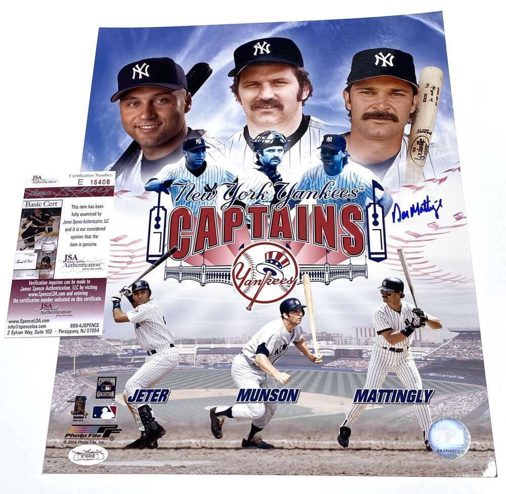 Don Mattingly JSA Coa Signed 11x14 Photo Poster painting Yankees Captains Autograph