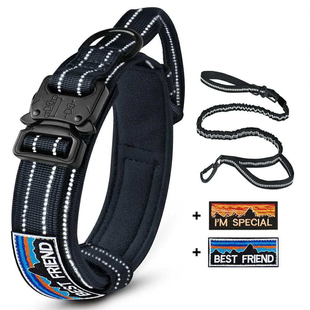 Illuminate Your Night Walks with Tactical Dog Collar & Leash Set!