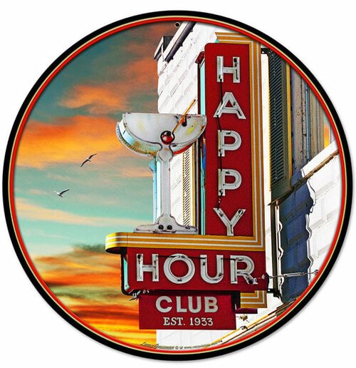 Happy Hour- Round Shape Tin Signs/Wooden Signs - 30*30CM