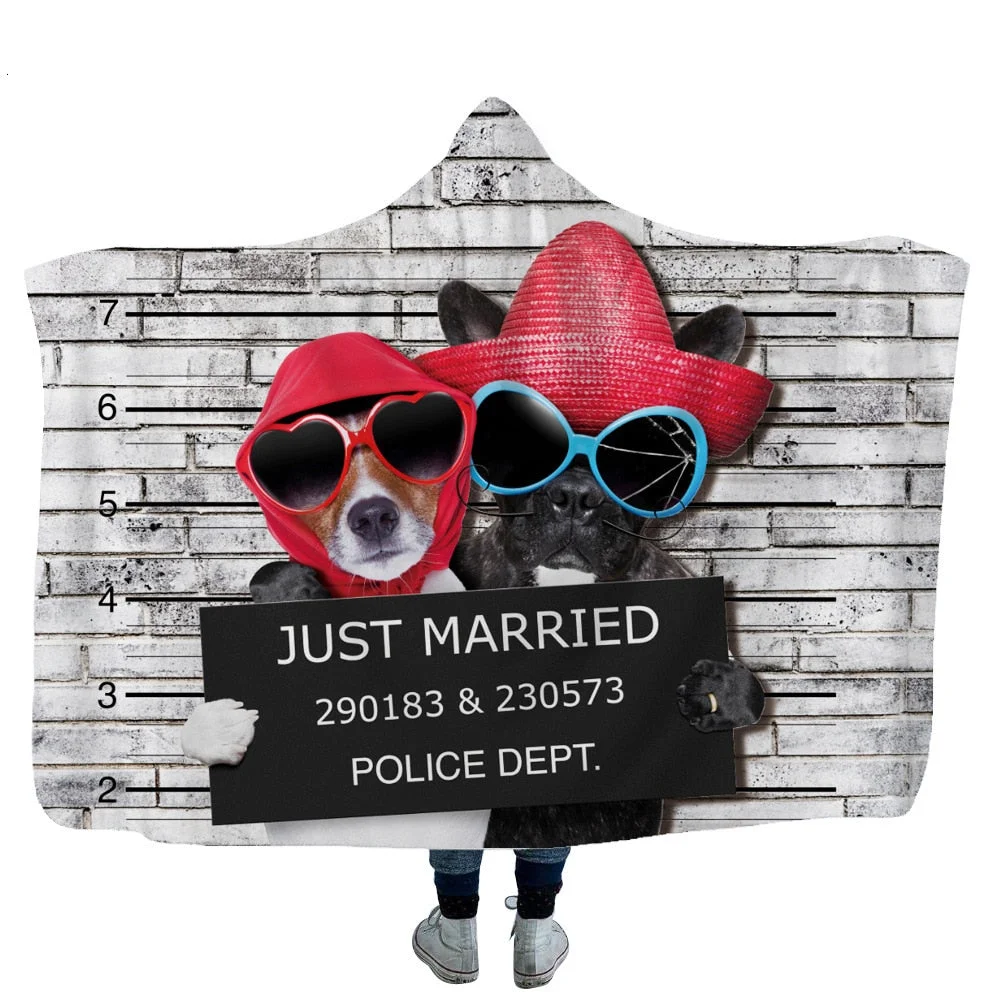 Hooded Blanket 3D Printed Bad Animals For Adults Childs Sherpa Fleece Hoodie Blanket Microfiber Warm Throw Blanket For Home Sofa