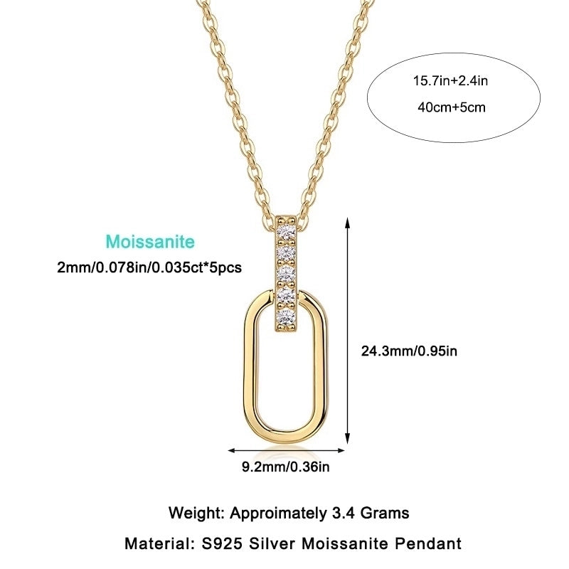 925 Sterling Silver Moissanite Inlay Geometric GRA Certificate Pendant Necklace