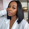 Black Centre Parting Short Bob Hair Staight Wigs