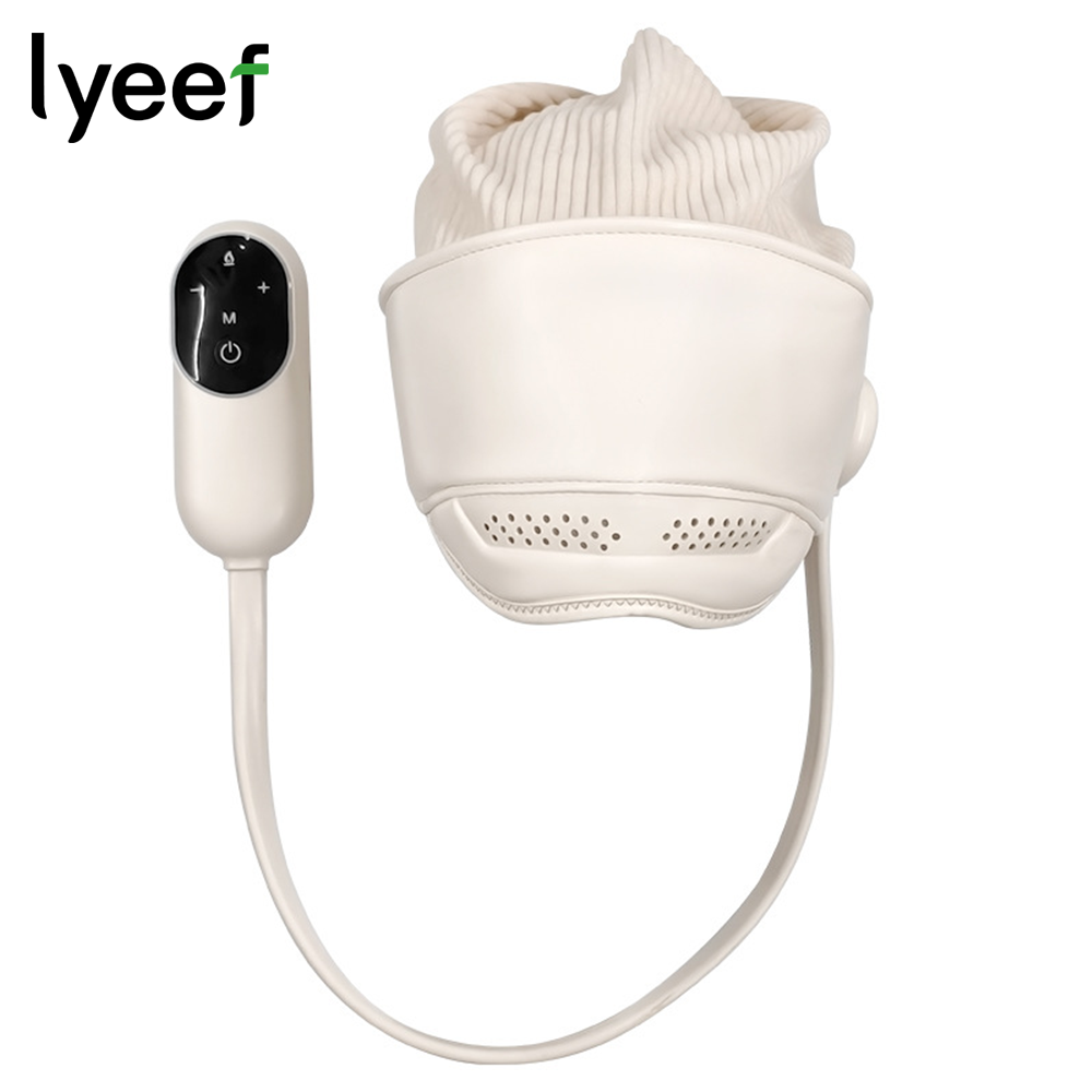 Lyeef小叶头部按摩器 米白色 气囊按摩眼部热敷助眠神器头疼经络疏通头皮全自动按摩仪 USB充电 2000mah 