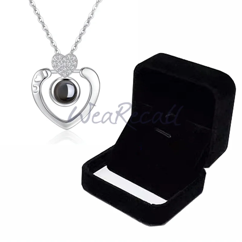Heart Projector Picture Custom Personalized Photo Silver Necklace wetirmss