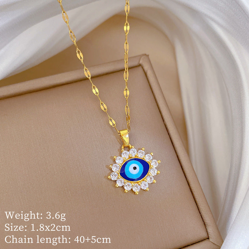 Copper Micro-Inlaid Heart Fashion Gorgeous Full Diamond Necklace Women’S Versatile Clavicle Chain Titanium Steel