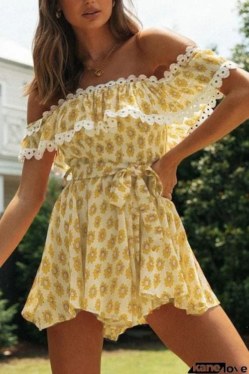 Sunshine Daisy Boat Neck Romper