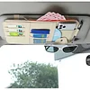 Da by Car Sun Visor Organier Truck SUV Sun Visor Storage Pocket PU Leather Pouch Holder with Multi-Pocket Double Zipper Net Pocket, for Cards Pens Sunglasses Document Newest 