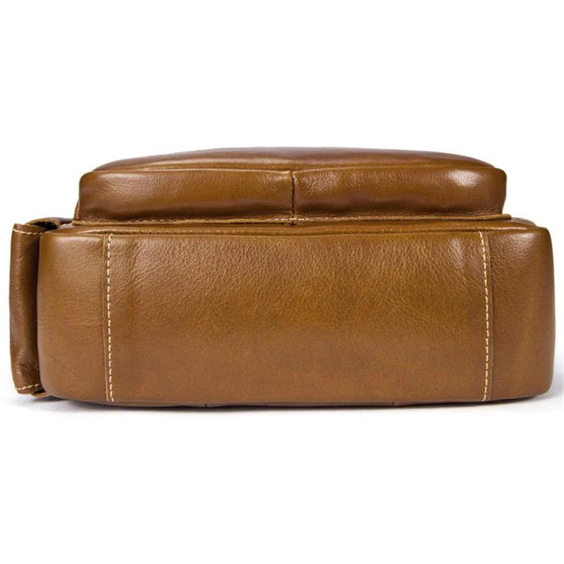 Classic Comfortable Handle Side Pocket Leather Crossbody Bag Handbag For Men