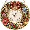 Acrylic Special Shape Xmas Wreath Diamond Pearl Painting Clock Handicraft Hanging Kit