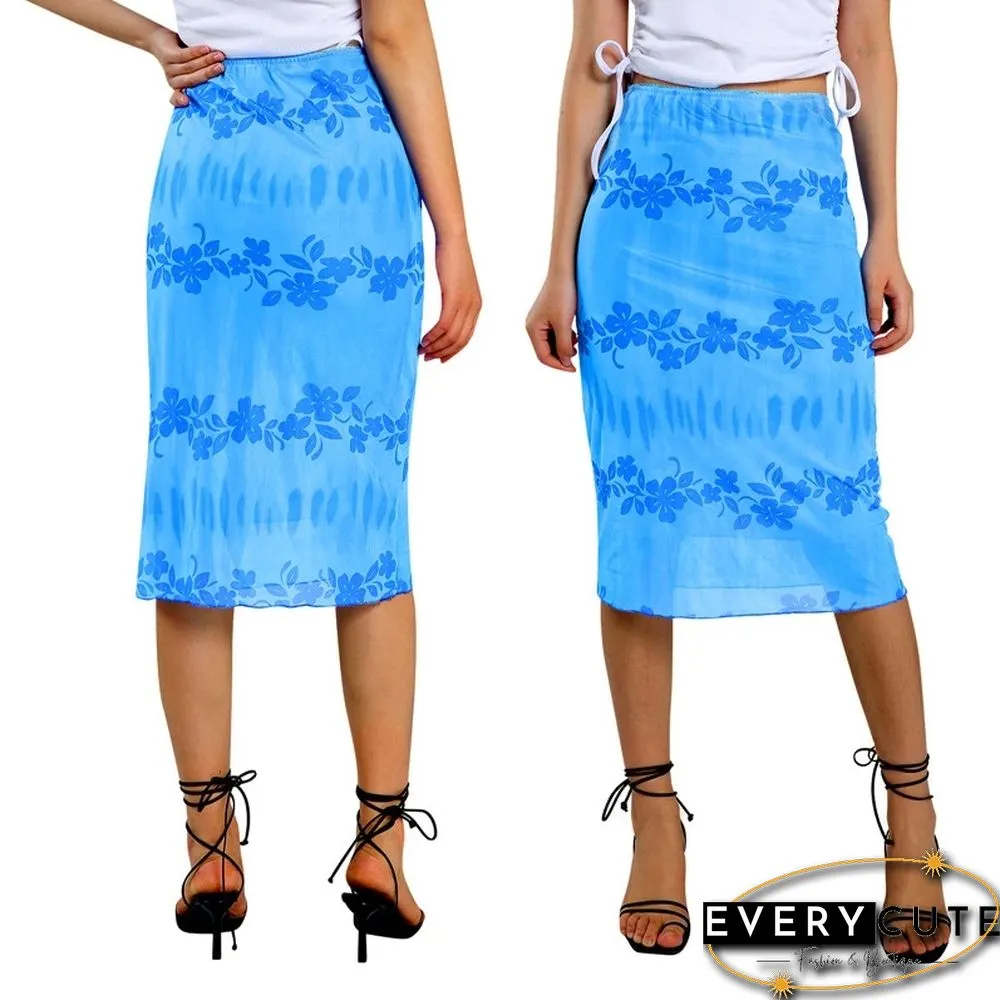 Fashion Summer Women Boho Beach Casual Style Skirts Female High Waist Floral Printing