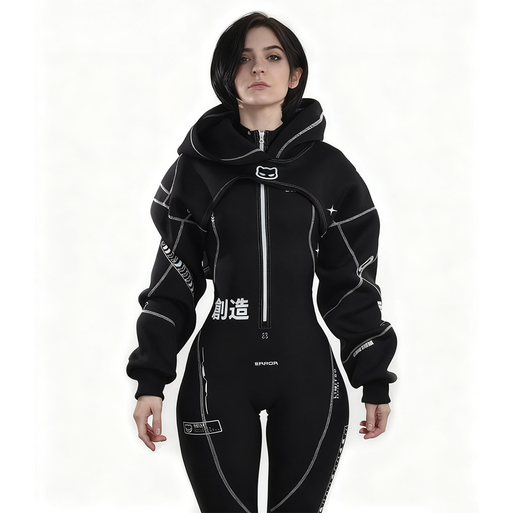 Cyberpunk Futuristic Mechanical Style Women's Sports Yoga Outfit Set