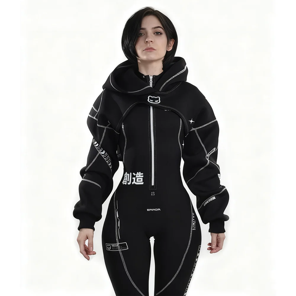 Cyberpunk Futuristic Mechanical Style Women's Sports Yoga Outfit Set