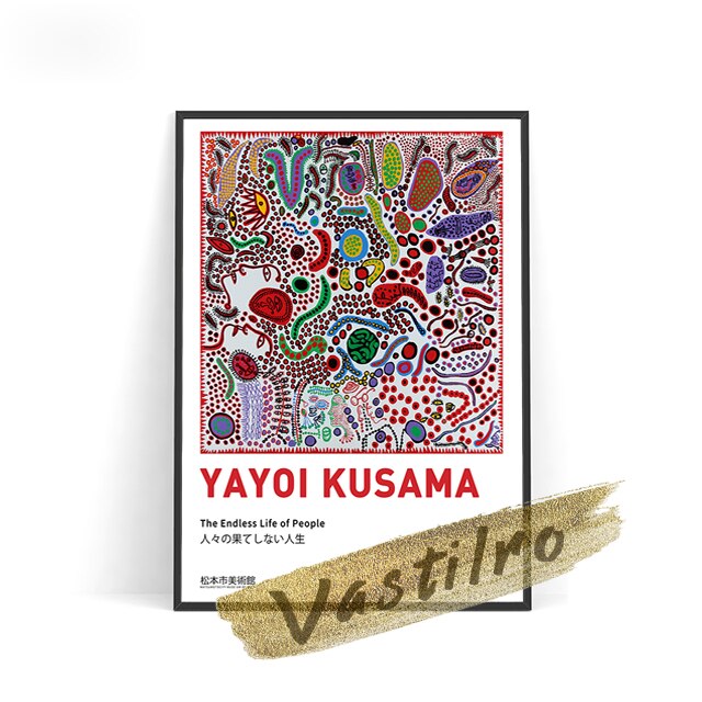 Yayoi Kusama Exhibition Poster, Yayoi Abstract Art Prints, Kusama Dot Wall Painting, Vintage Japanese Wall Stickers, Idea Gift