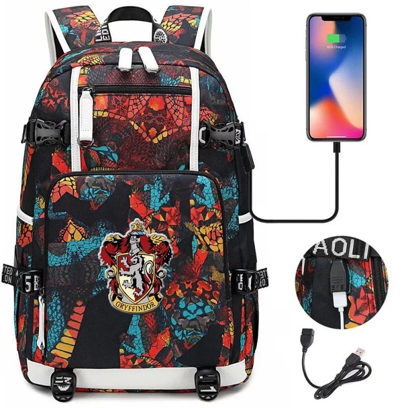 Buzzdaisy Harry Potter Gryffindor #10 USB Charging Backpack School NoteBook Laptop Travel Bags