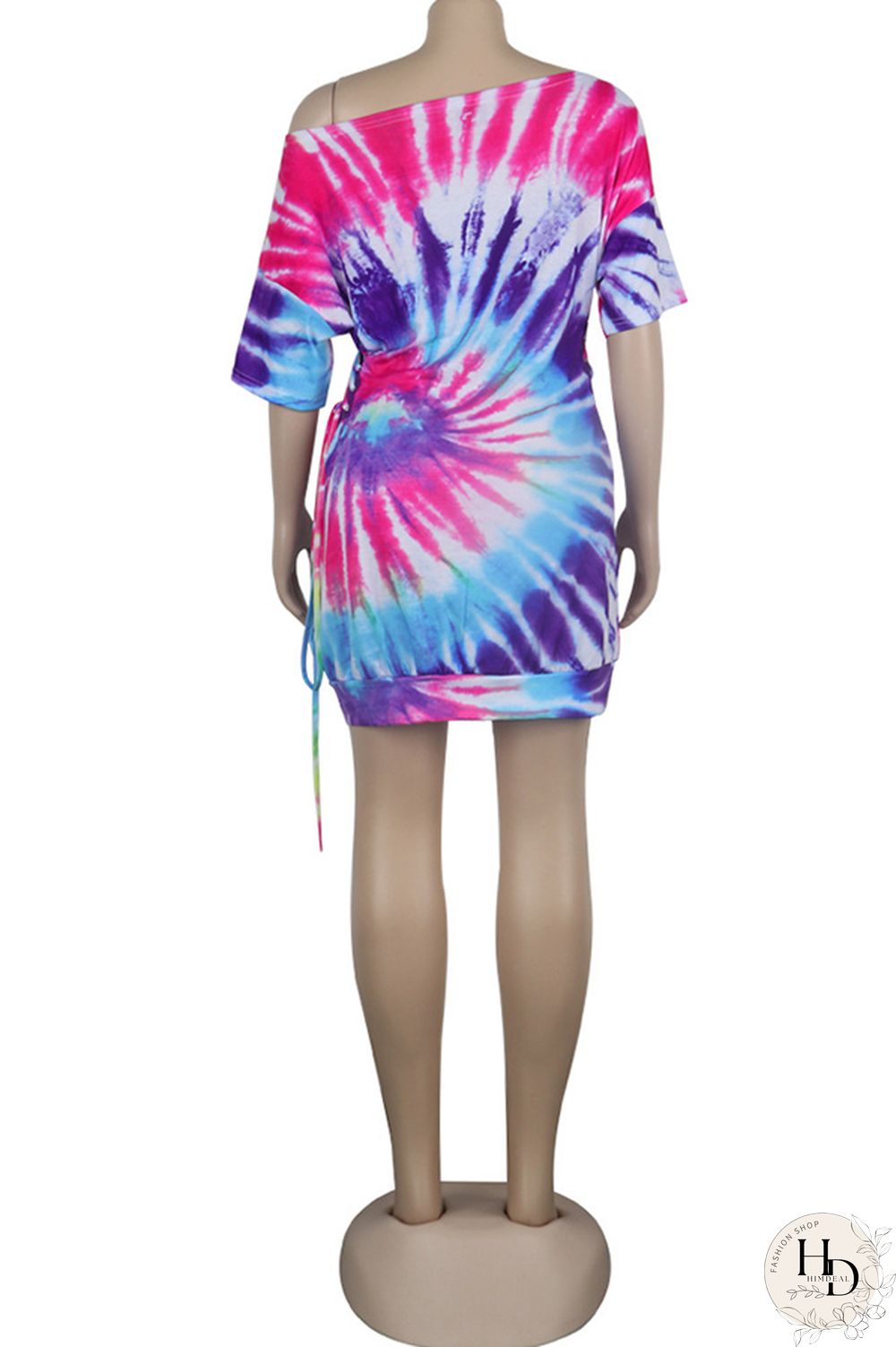 purple Fashion Sexy Patchwork Print bandage One word collar Hip skirt Dresses