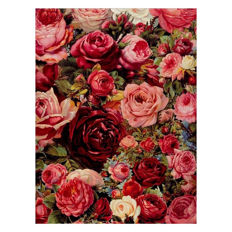 Rose Flowers Round Full Drill Diamond Painting 30X40CM(Canvas) gbfke