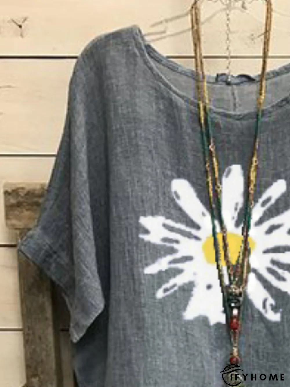 Plus size Vintage Daisy Printed Tops | IFYHOME