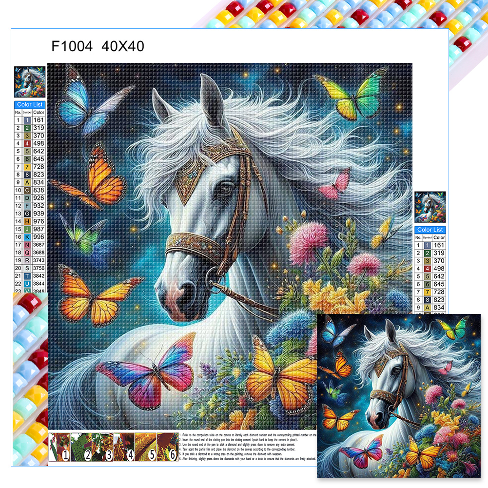 White Horse 40*40cm(canvas) full square drill diamond painting