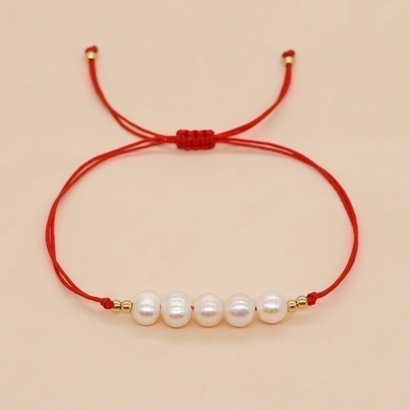 Vintage Style Minimalist Geometric Color Block Freshwater Pearl Bracelets