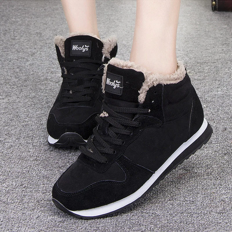 Women Boots Casual Winter Shoes Women Plus Size Couple Winter Boots Female Women Shoes Warm Fur Snow Ankle Botas De Mujer Black