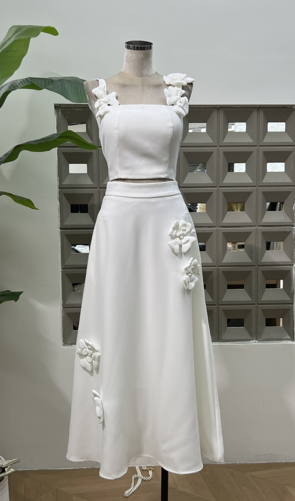 Evie Flower Embellished Skirt Set Flowering Girl