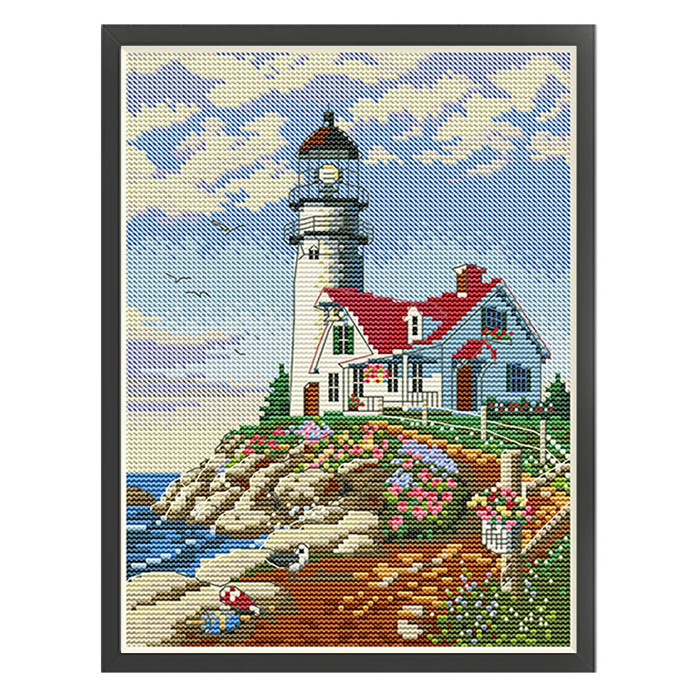 11CT Full Stamped&nbsp;Cross Stitch - Lighthouse(Canvas|30*40CM)