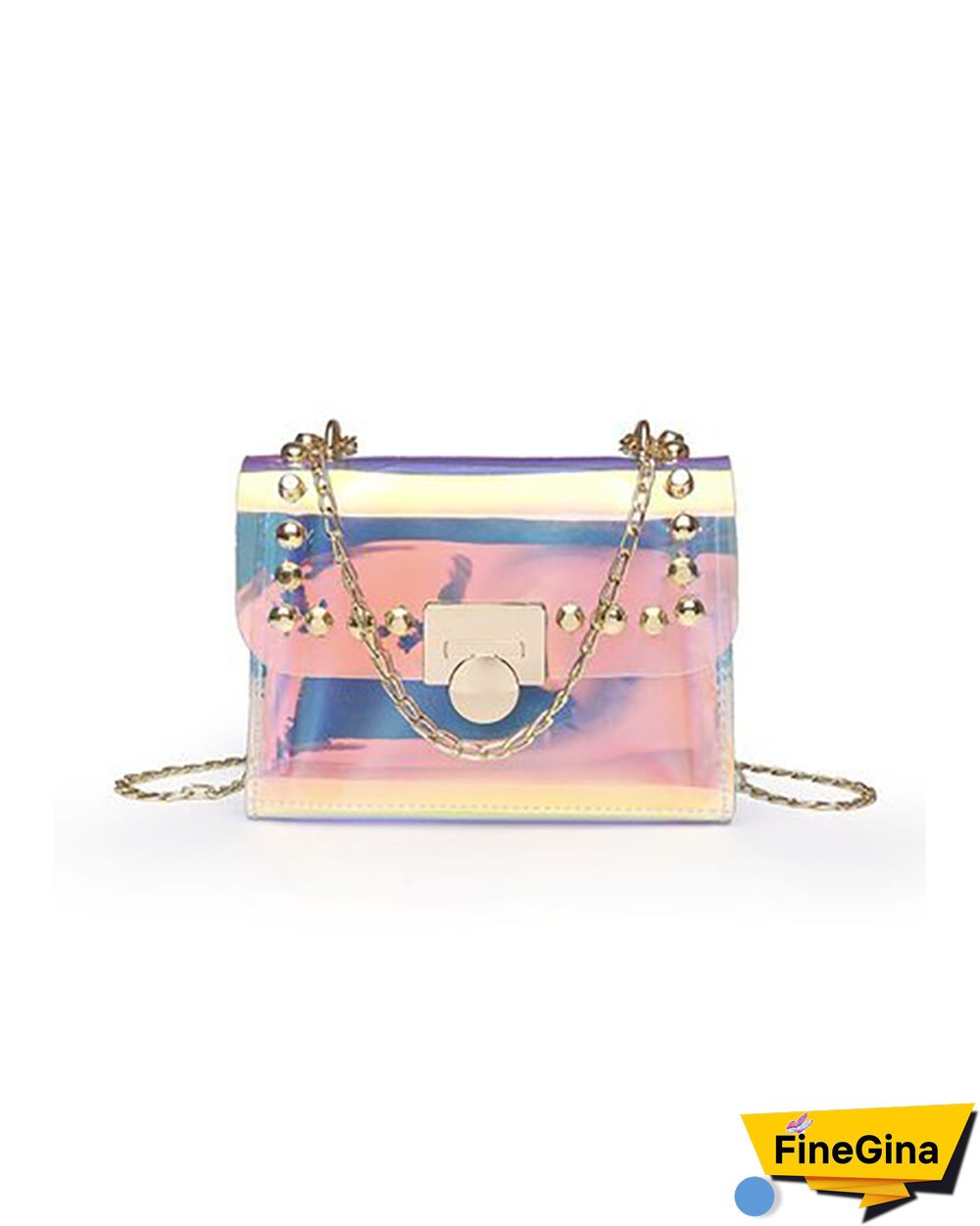 Colorful Clear Rivet Decor Square Bag