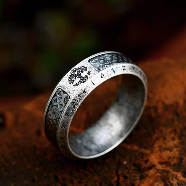 Flash Sale - Coutureaura Men's Viking Runes Tree Of Life Ring