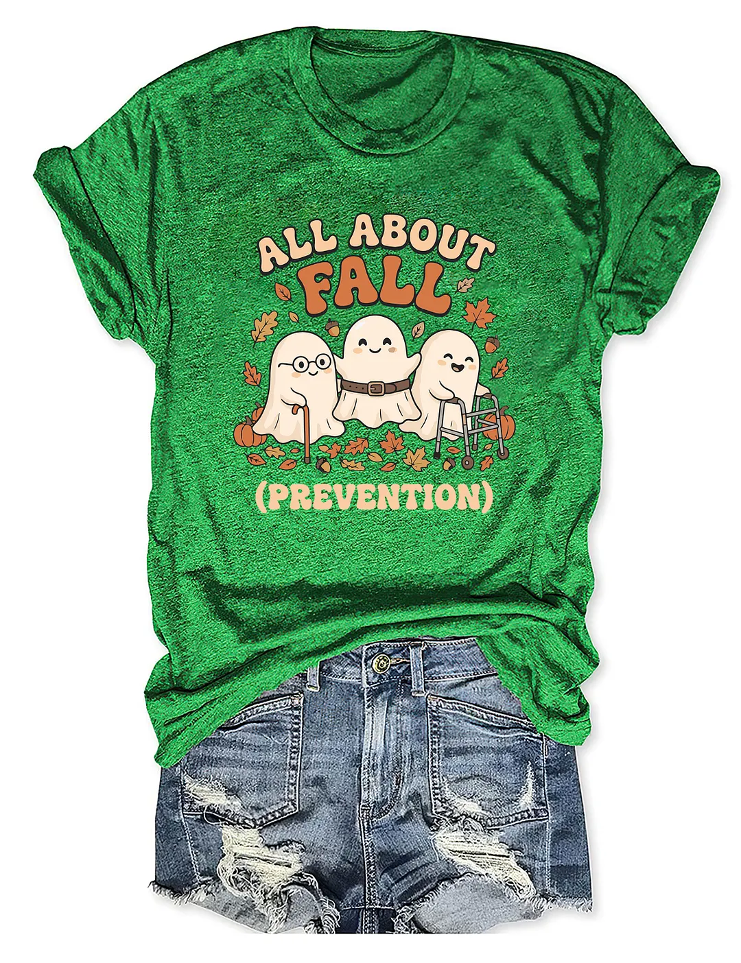 Ghost All About Fall Prevention Halloween T-shirt
