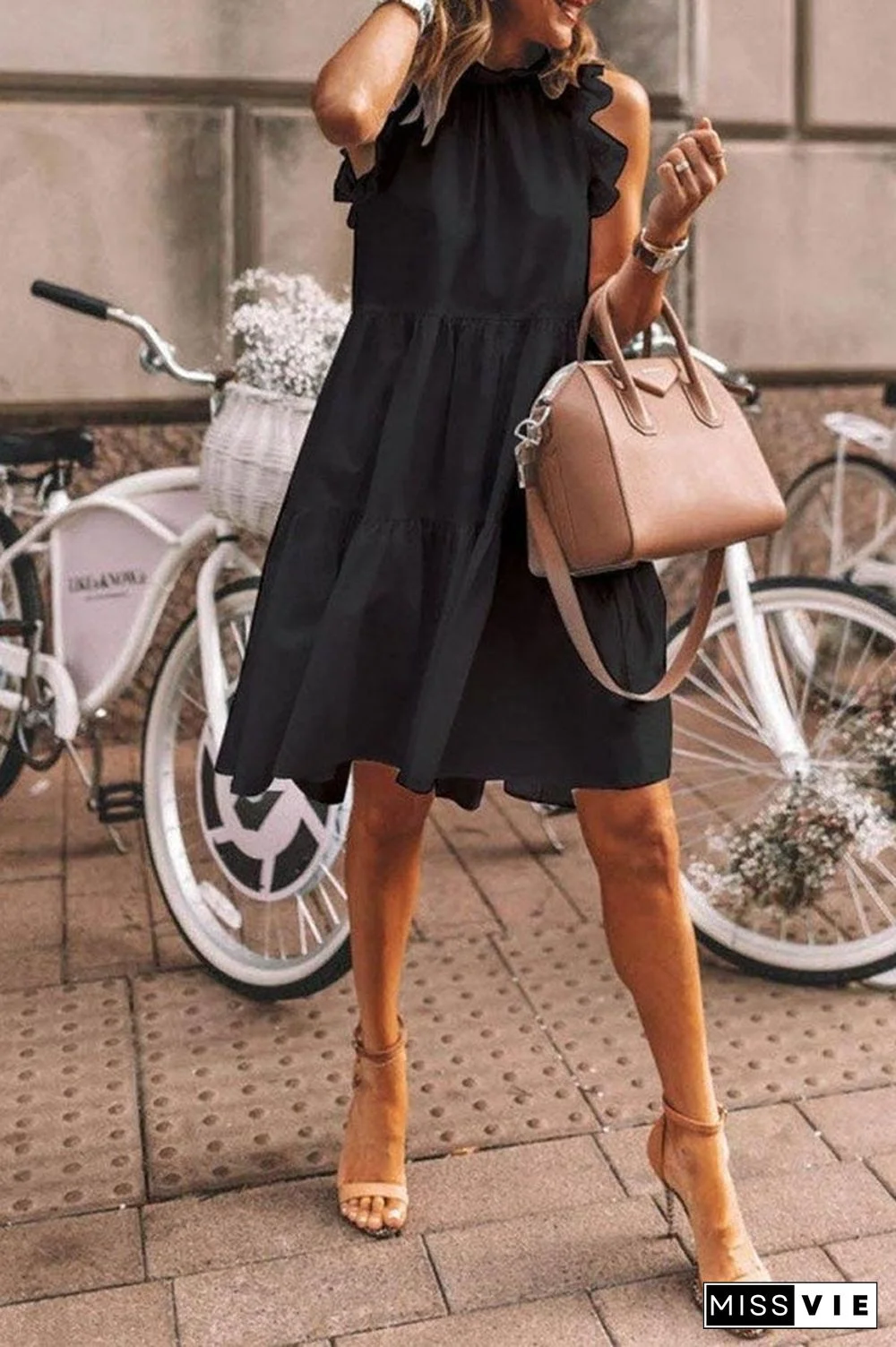 Casual Loose Sleeveless Solid Color Dress