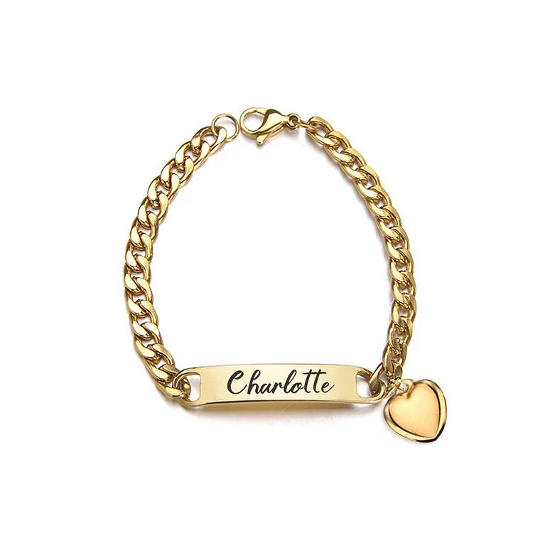 Personalized Name Bracelet Heart Charm Bracelet Customized Baby Gift 