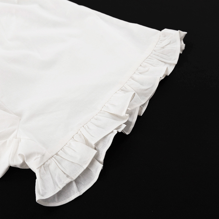 Ootddress Ruffled Casual Outfits For Women High Waist Long Sleeve Shorts Two Piece Solid Knee Length Baggy Female Nightwear Outfits