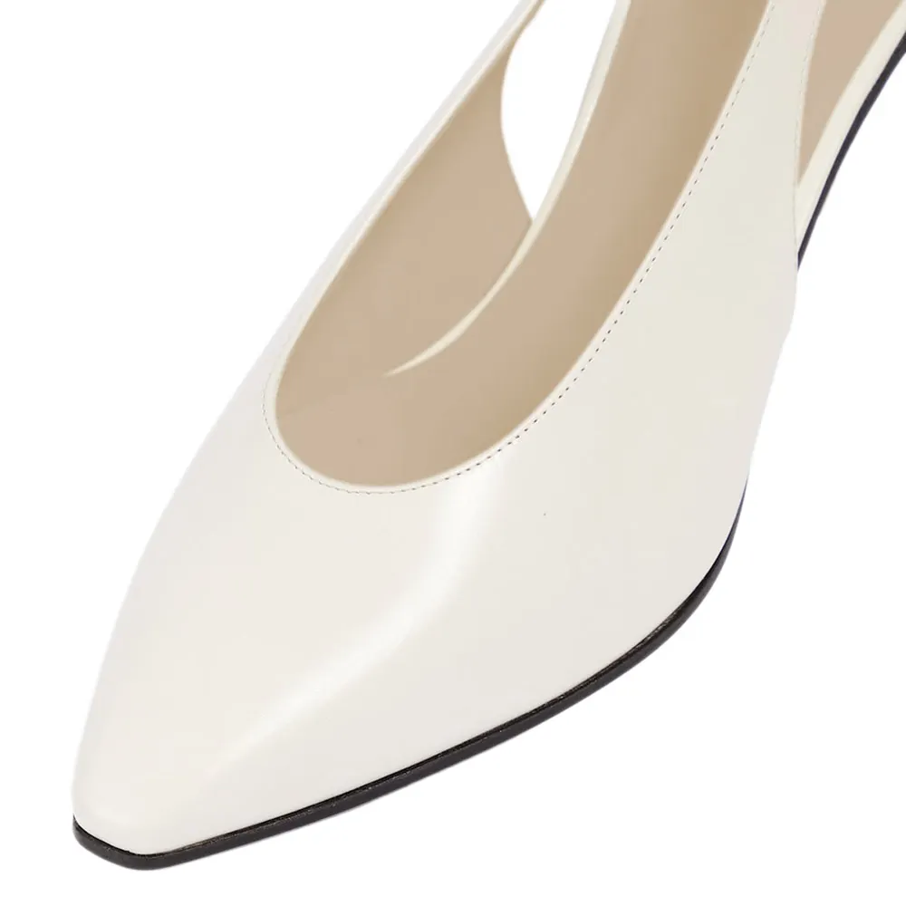 Classic Ivory Pointed Toe Cone Heel Business Slingback Shoes