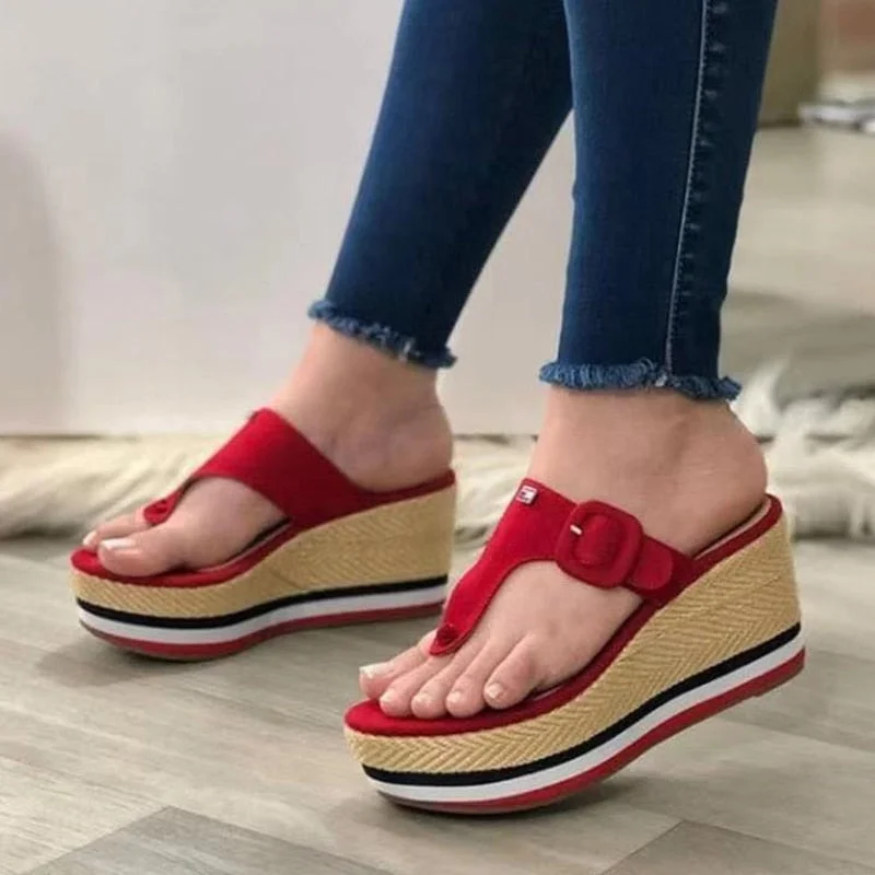 Summer Slippers Women Sandals Plafrom Sandals Ladies Slip-On Flip Flops Shoes Leather Peep Toe Female Sandalias Zapatos Mujer