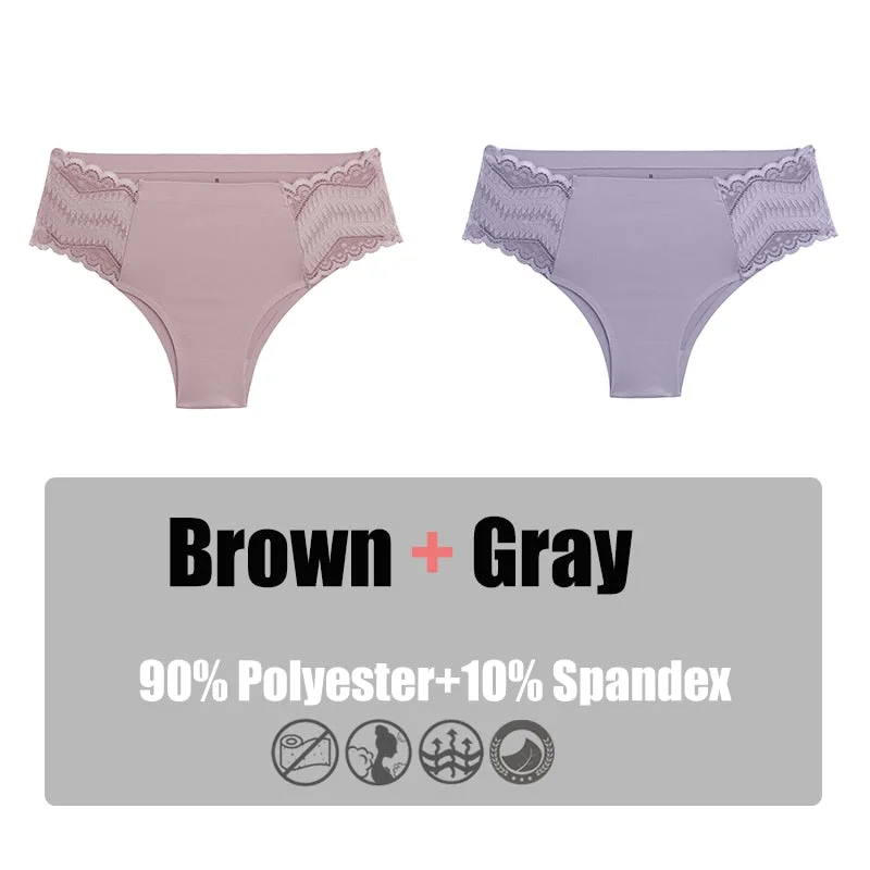 2PCS/Set Women Panties Lace Underwear Briefs Seamless Panties Sexy Lingerie for Female Intimates Underpants Floral Lace Pantys