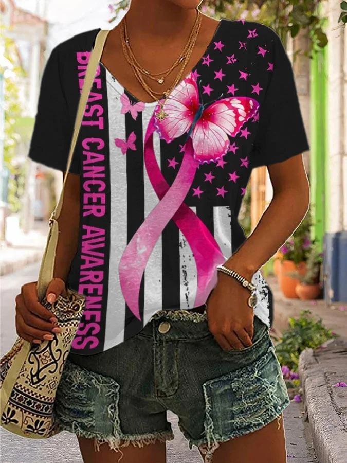 Breast Cancer Awareness Print T-Shirt