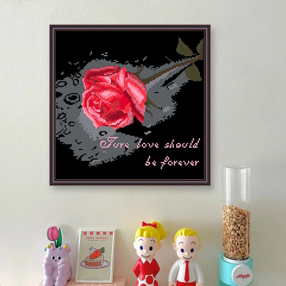 9CT Full Stamped Cross Stitch Bead Embroidery- Flower(Canvas|35*35CM)