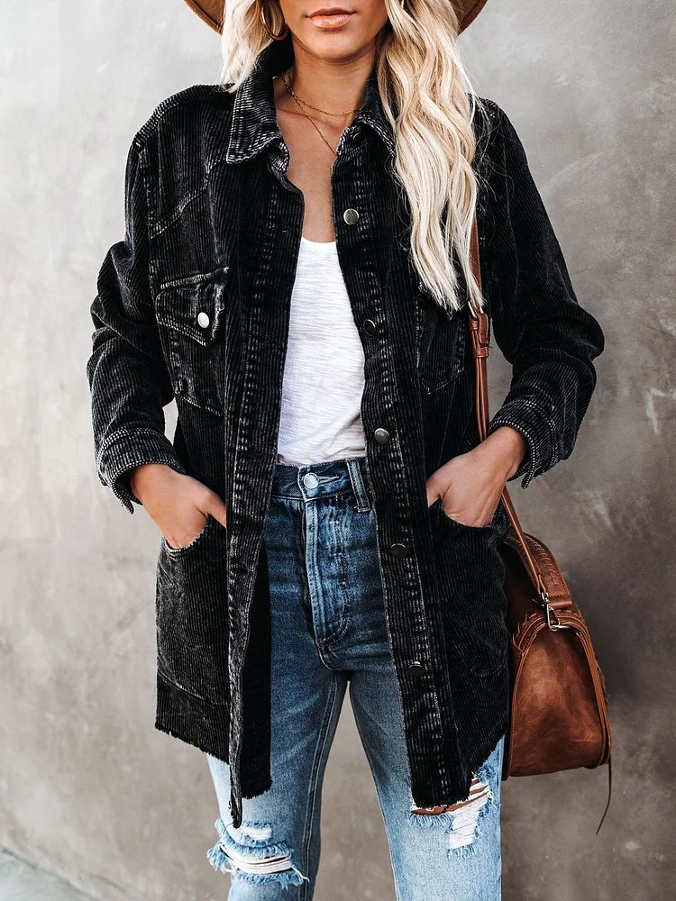 Mayoulove Spring women lapel loose coat-Mayoulove