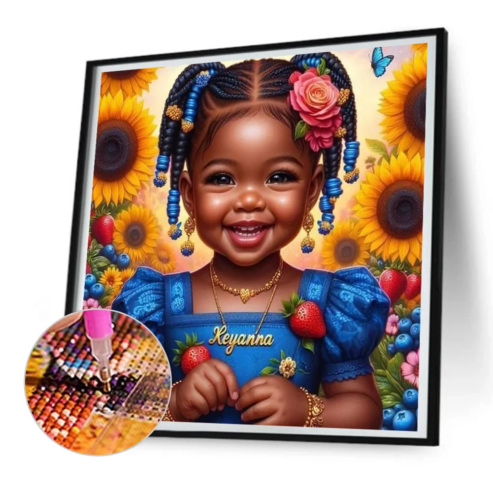 Diamond Painting - Full Round Drill - Black Girl(Canvas|30*30cm)